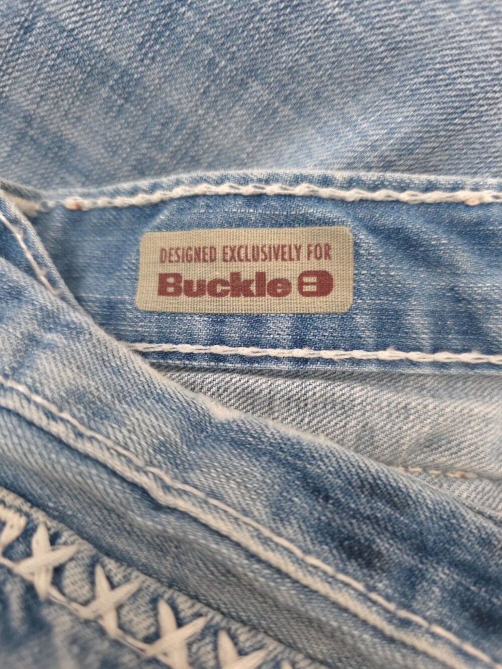 Big Star Pioneer Buckle Exclusive Distressed Embroidered Denim Boot Cut Jeans 32 - Picture 8 of 11